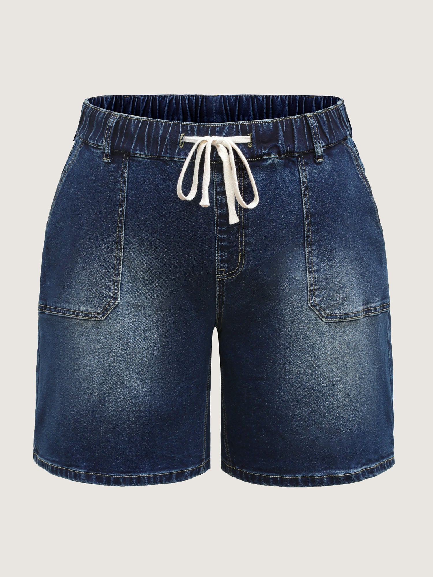 Pull-On Elastic Waistband Denim Shorts