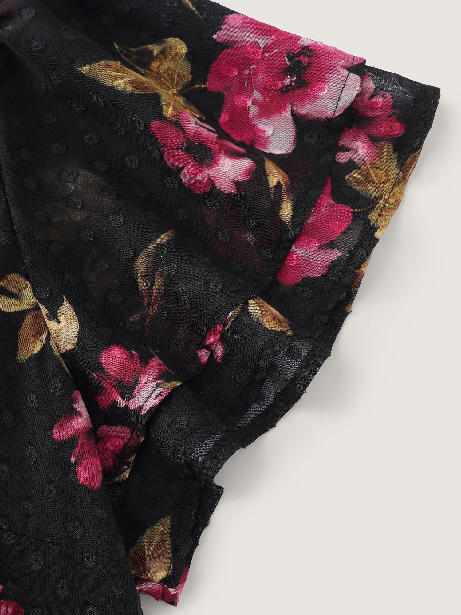 Romantic Floral Print Layered Sleeve Midi Dress