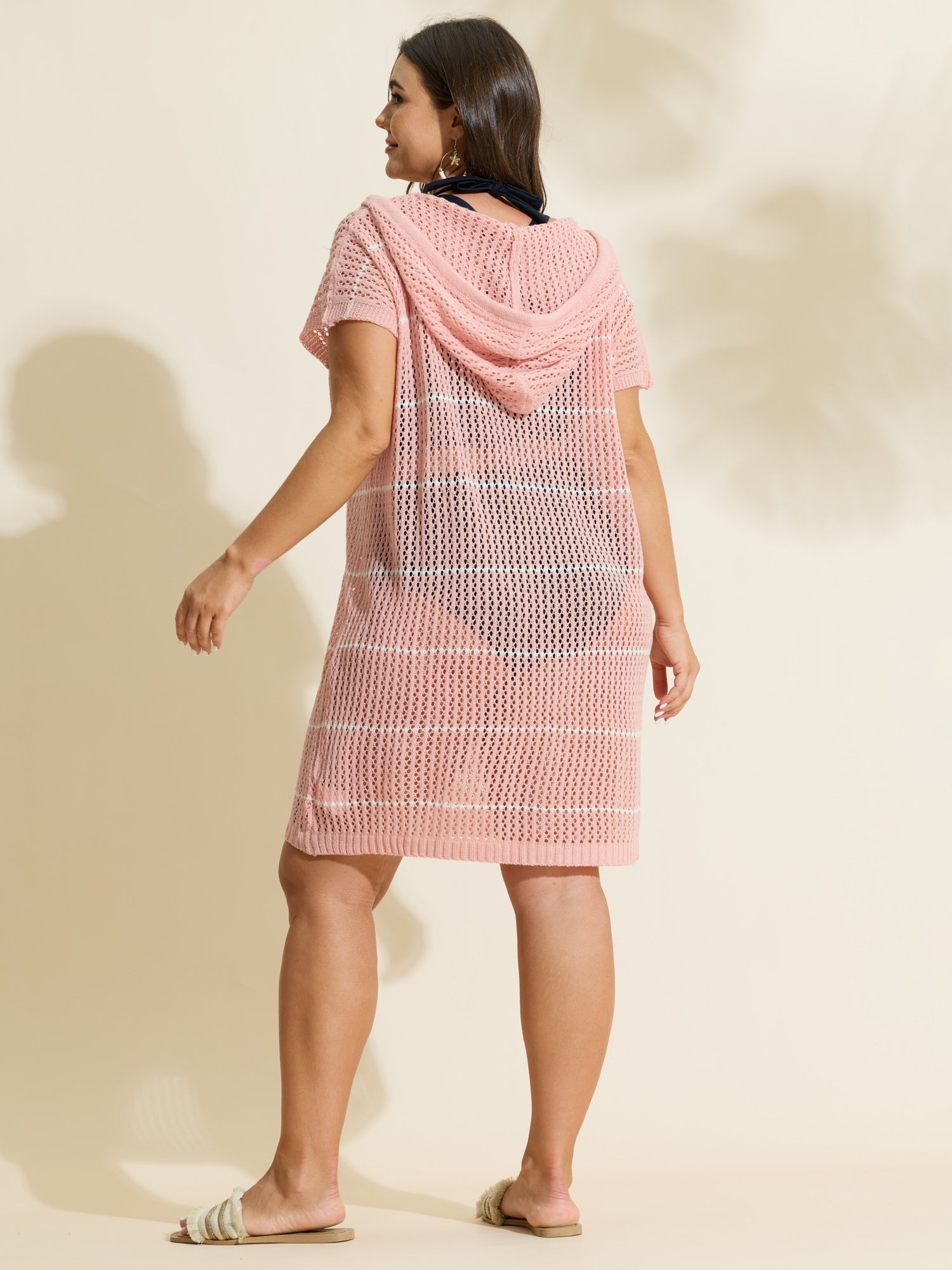 Cut-Out Hooded Drawstring Swim Cover-Up