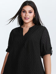 Textured Polka Dots Sheer Blouse