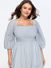 Cotton Polka Dot Print Pocket Midi Dress