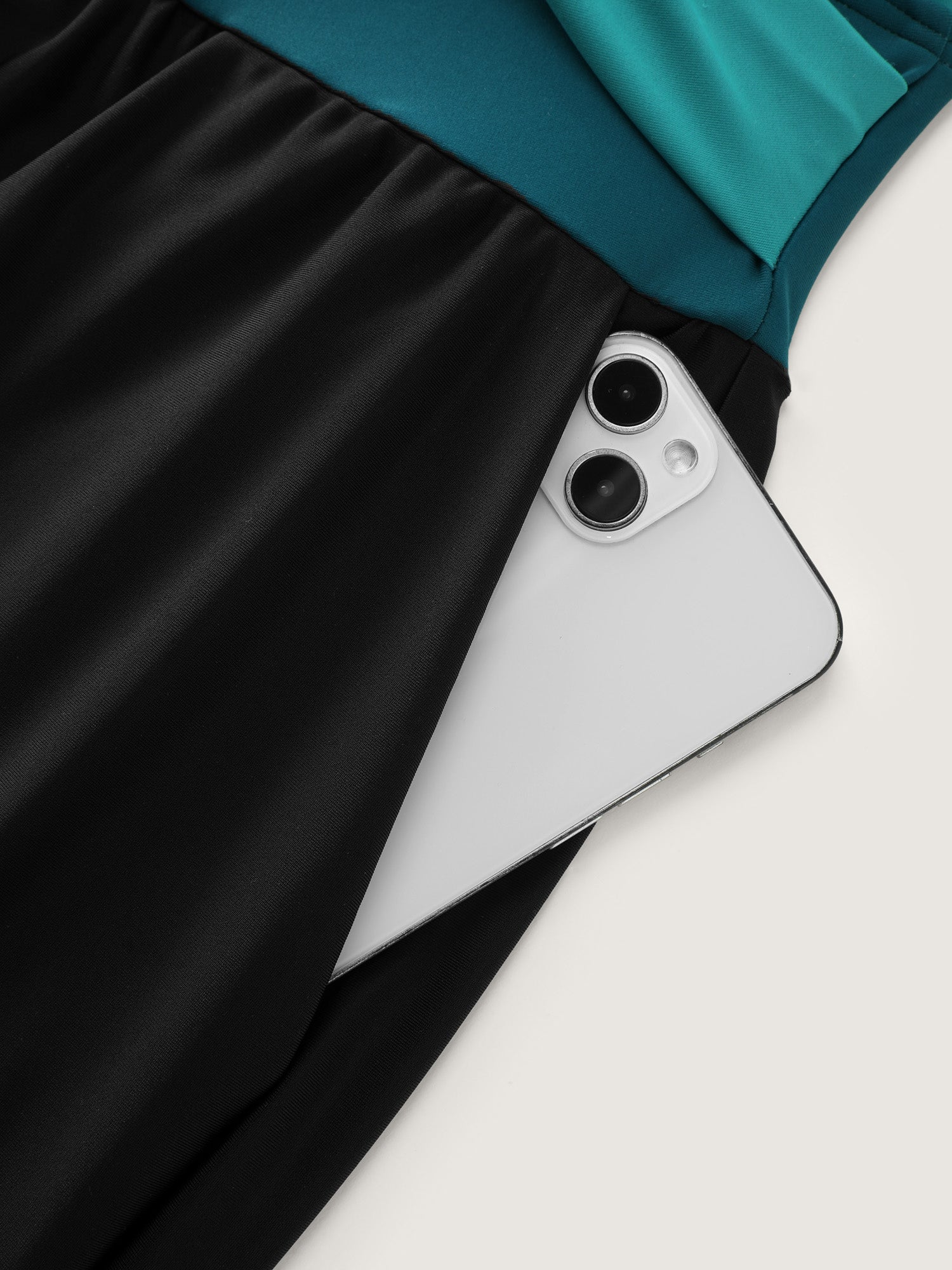 Colorblock Button Pockets One Piece Swimsuit