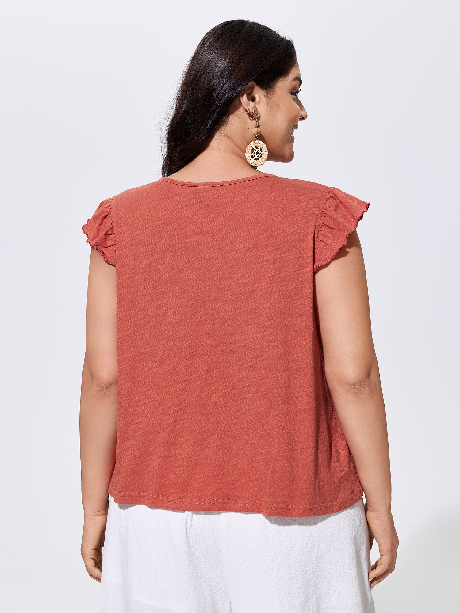Supersoft Striped Print Pleated Knit Top