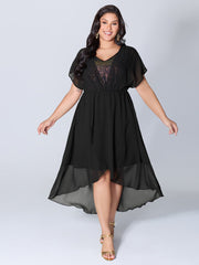 2-in-1 Sheer Sparkly Wrap Maxi Dress