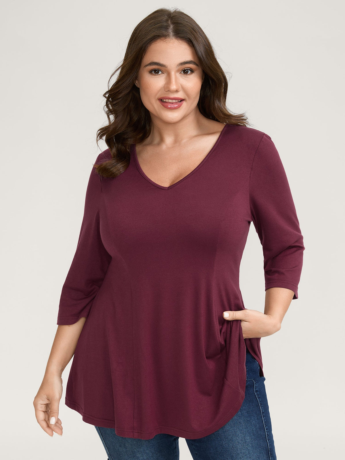 Supersoft Cinched-Flared Waist Knit Top