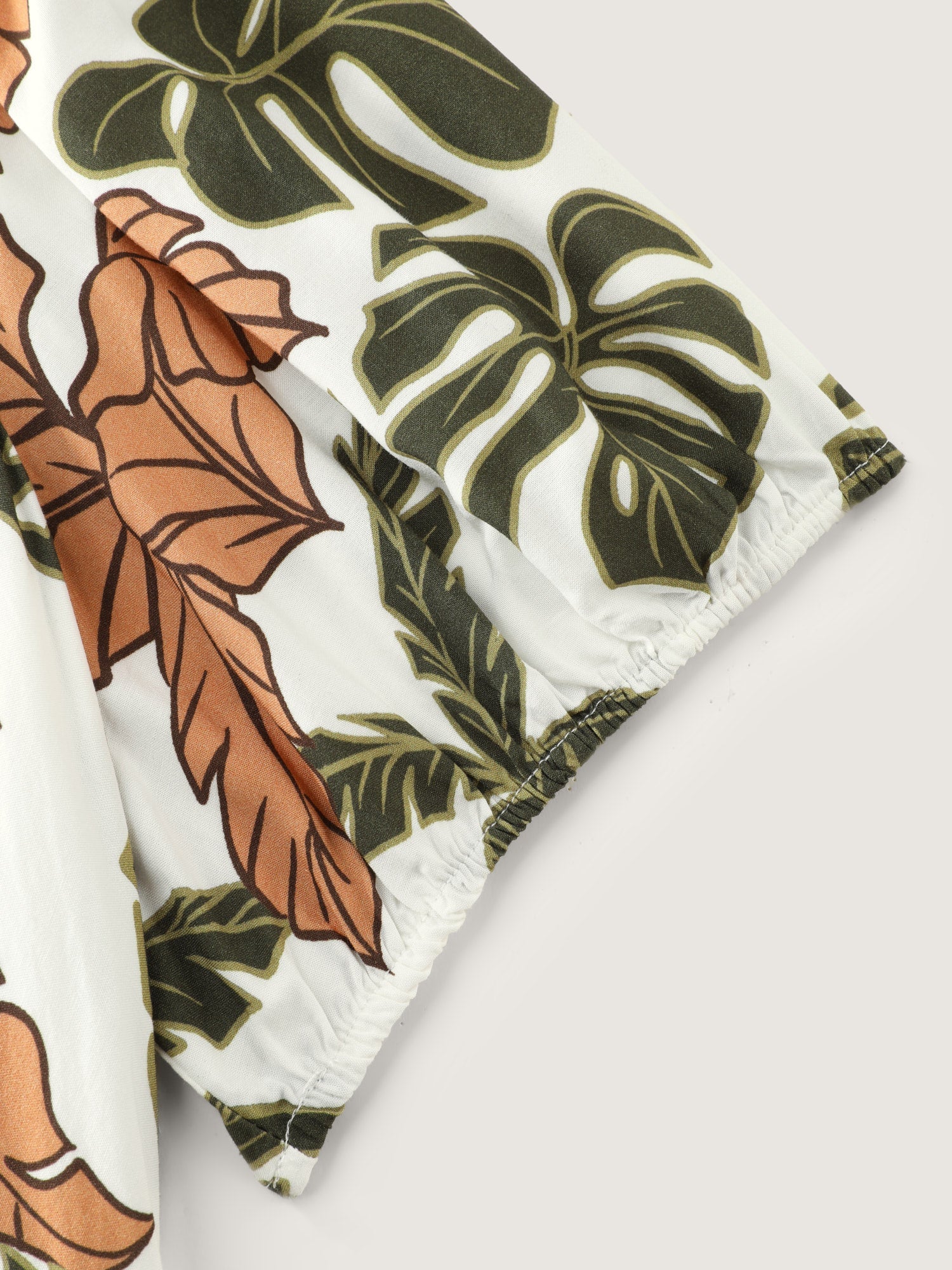 Tropical Print Ruched Sweetheart Neckline Midi Dress