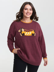 Supersoft Hotdog Embroidered Color Contrast Pullover