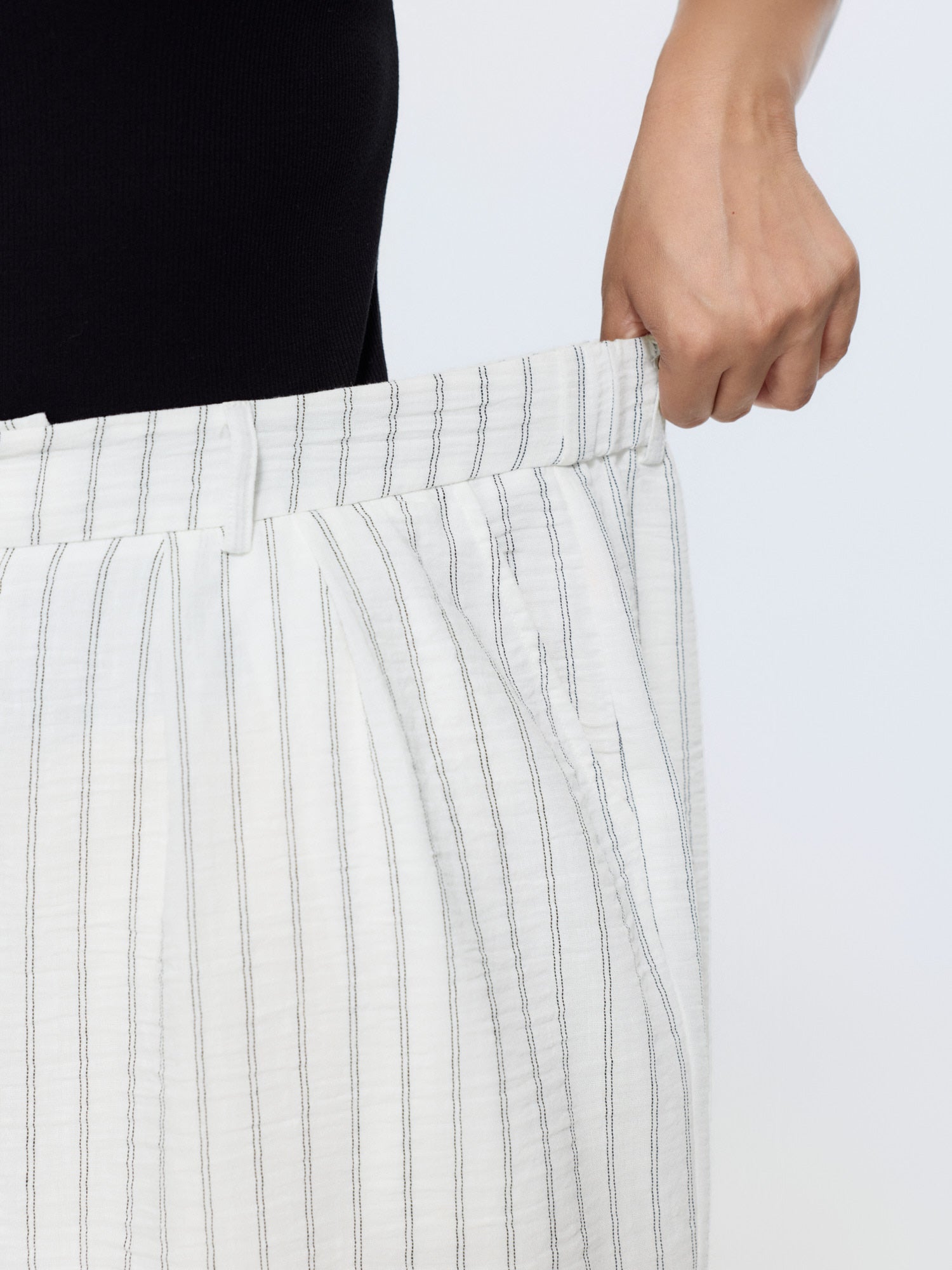Sheer Lined Striped Print Jogger Pants