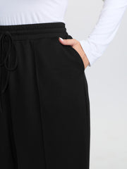 Stretchy Waist Pockets Drawstring Pants