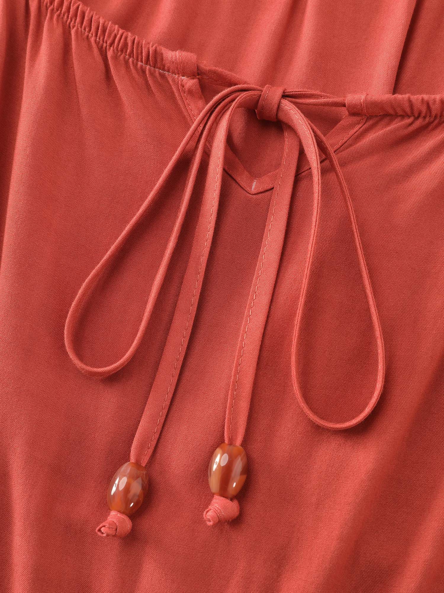 Dip Dyed Drawstring Neck Midi Dress