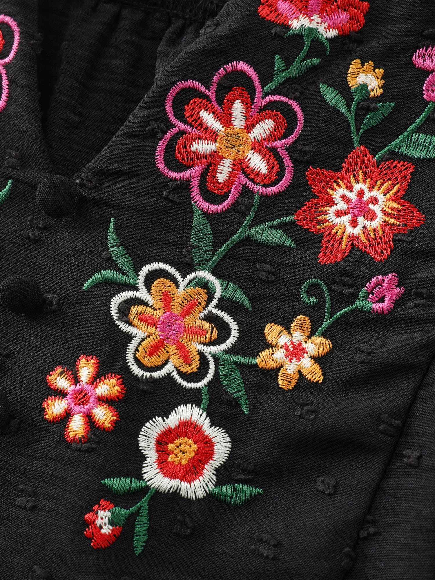 Multicolor Floral Embroidered Flowy Blouse