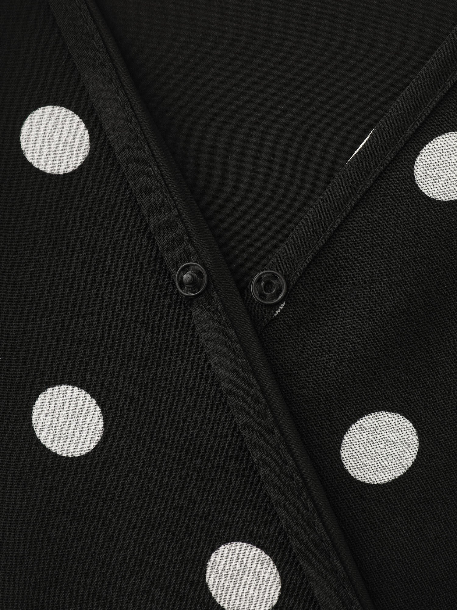 Polka Dots Print Pockets Midi Dress