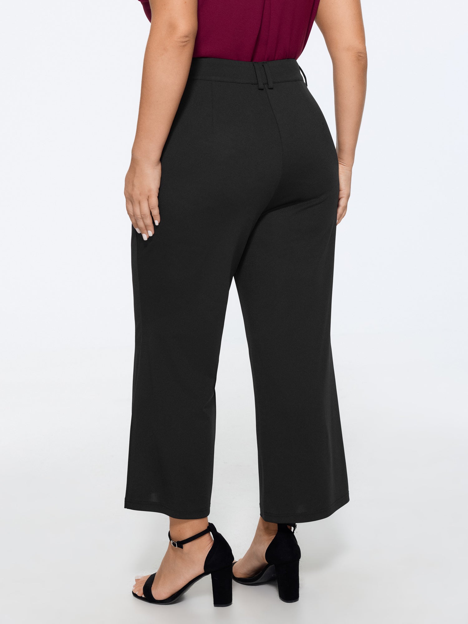 High Waist Pocket Flare Cropped Pants