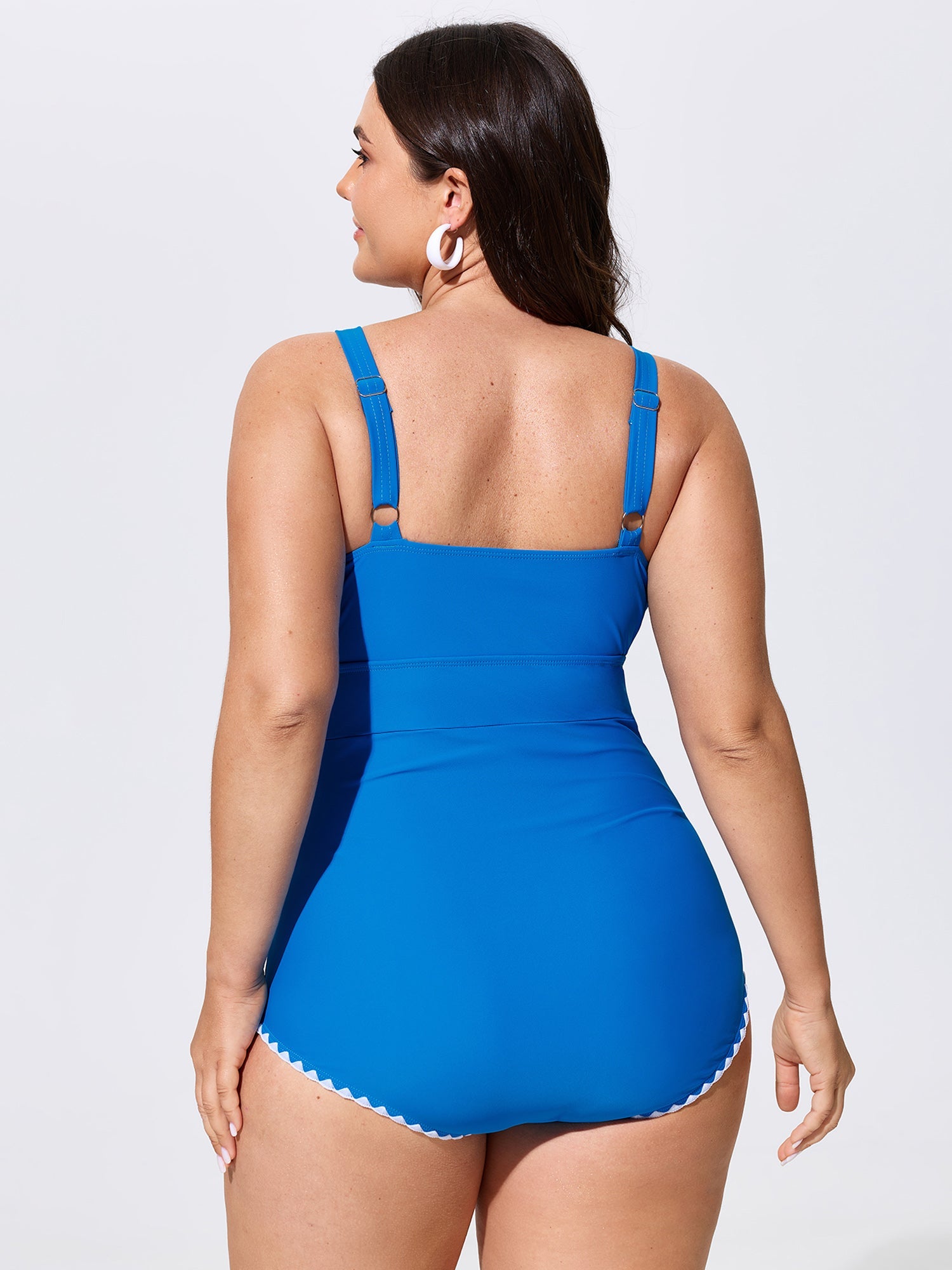 Color Contrast Ruched One-Piece Swim