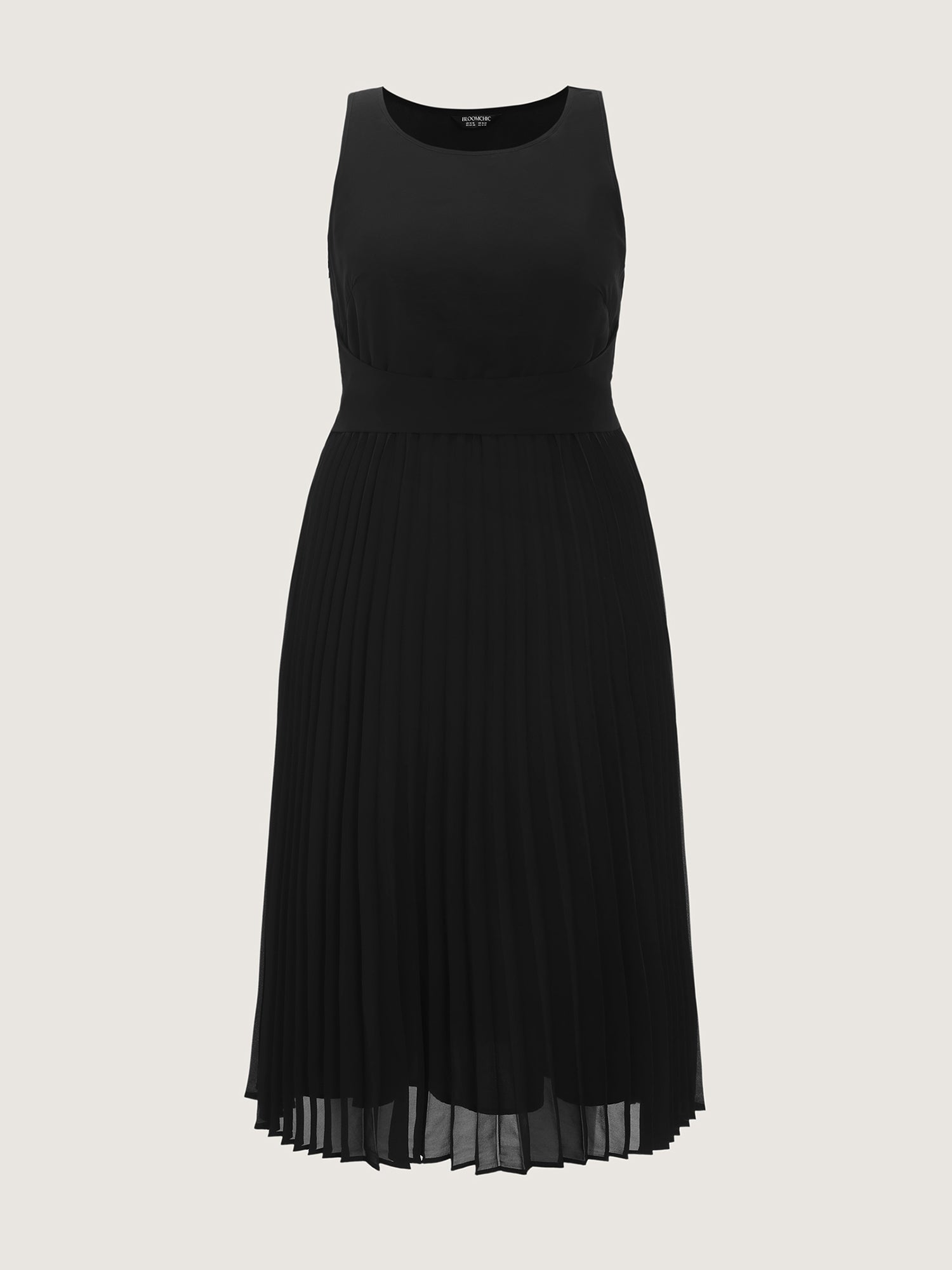 Pleated Waist-Defining Sleeveless Maxi Dress