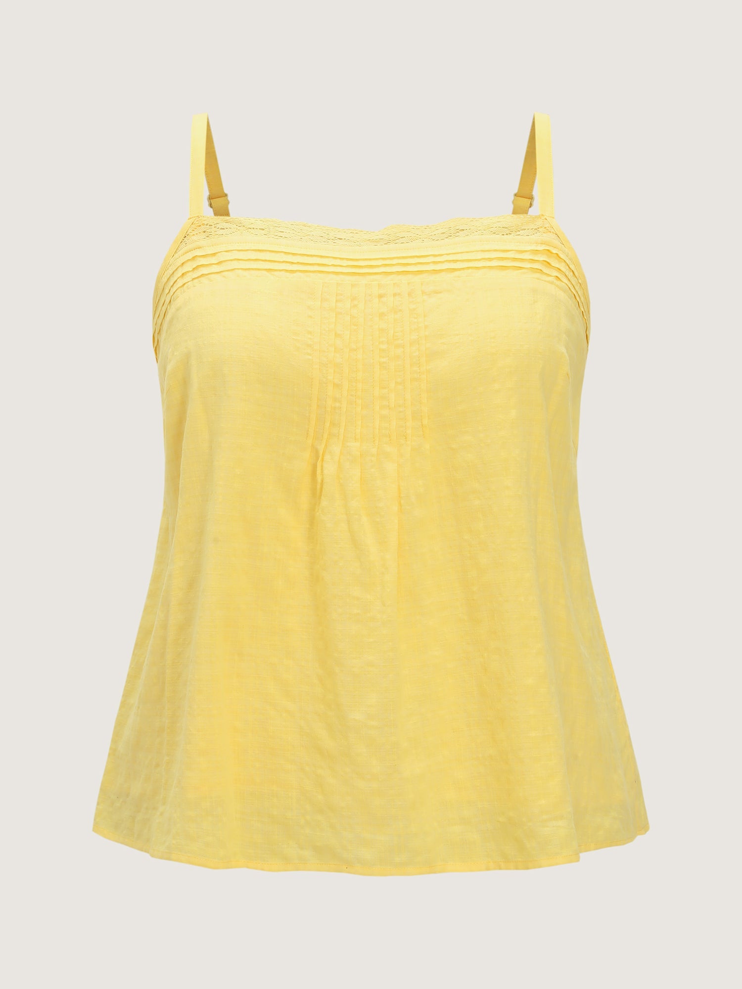 Cotton Pleated Lace Detail Flowy Tank Top