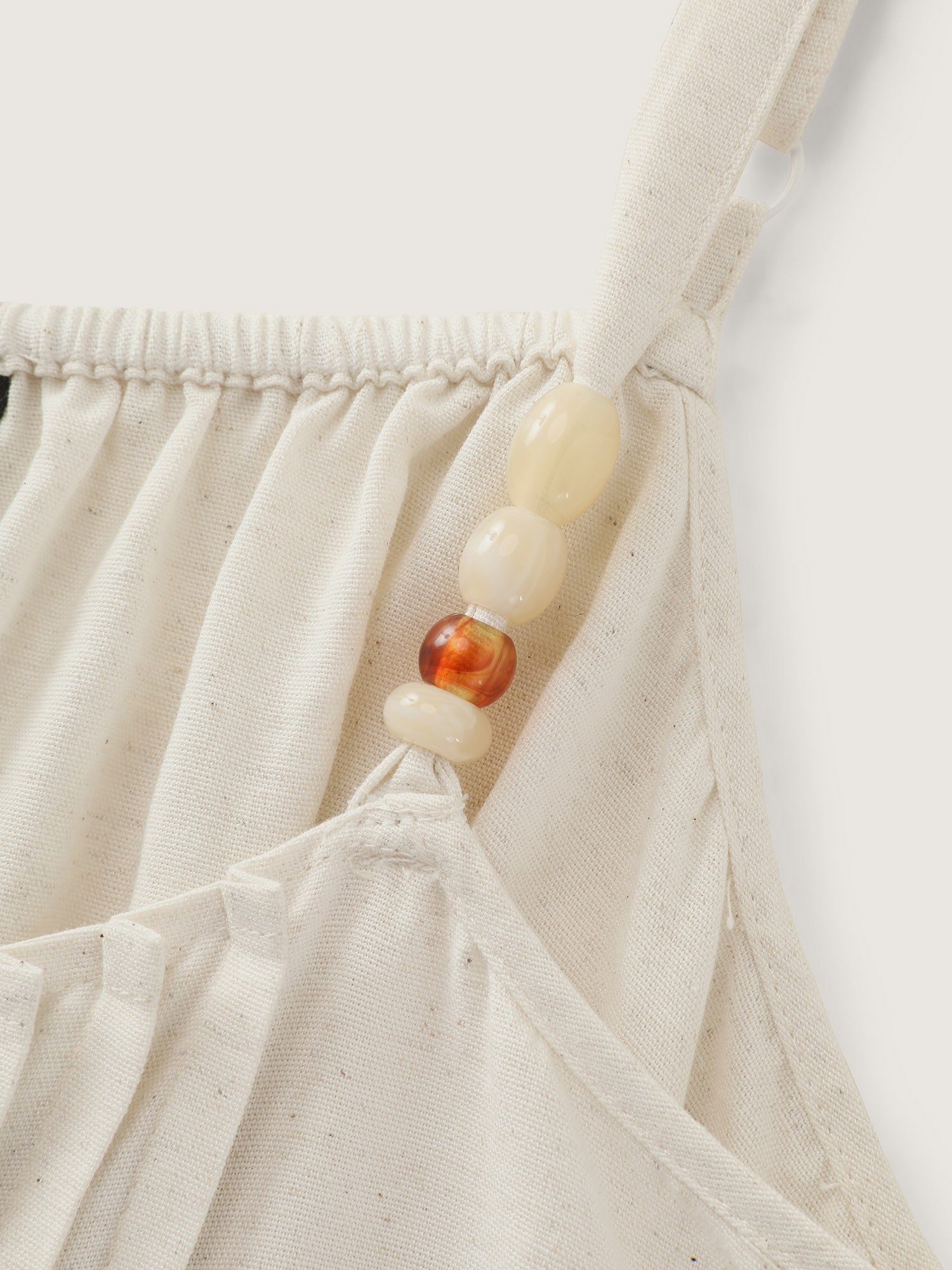 Linen Blend Beaded Pleated Flowy Plain Tank Top