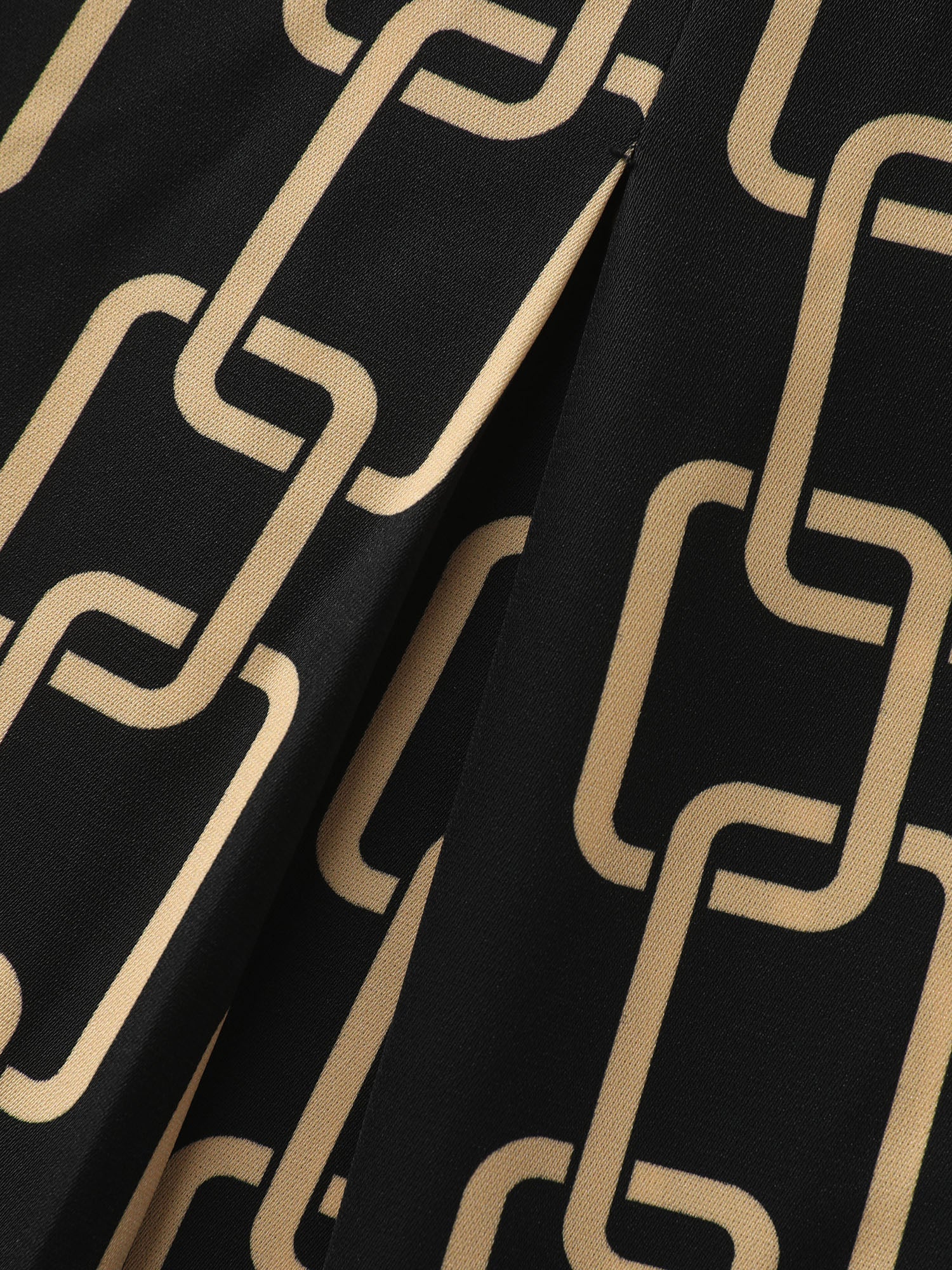 Geometric Print Collar Contrast Midi Dress