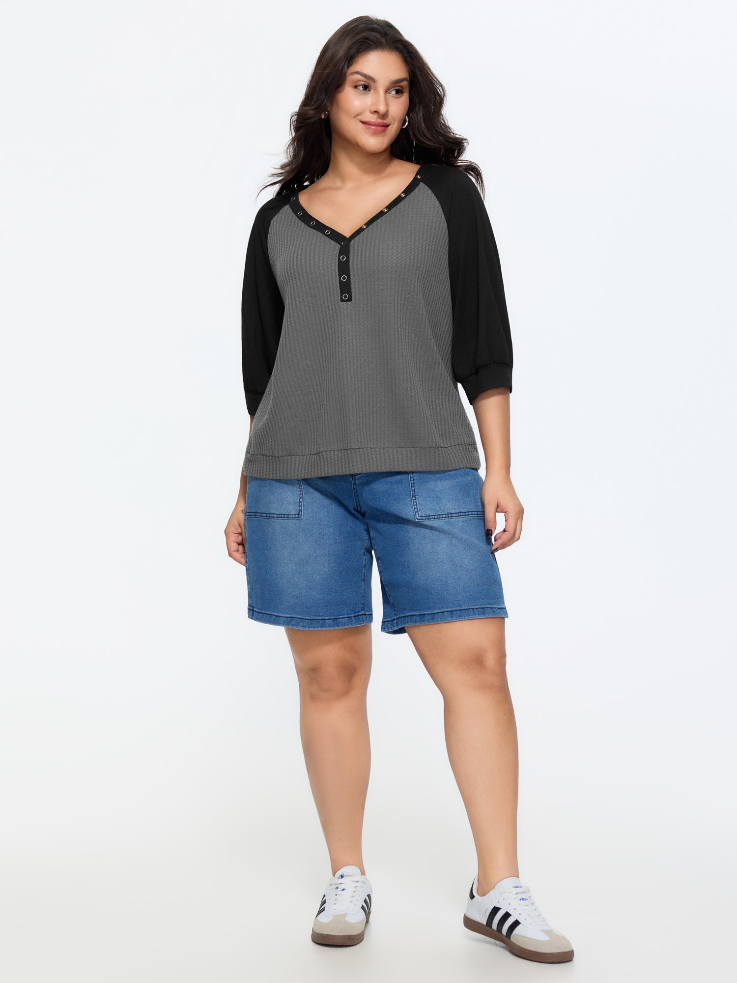 Stretchy Color Contrast Placket T-Shirt