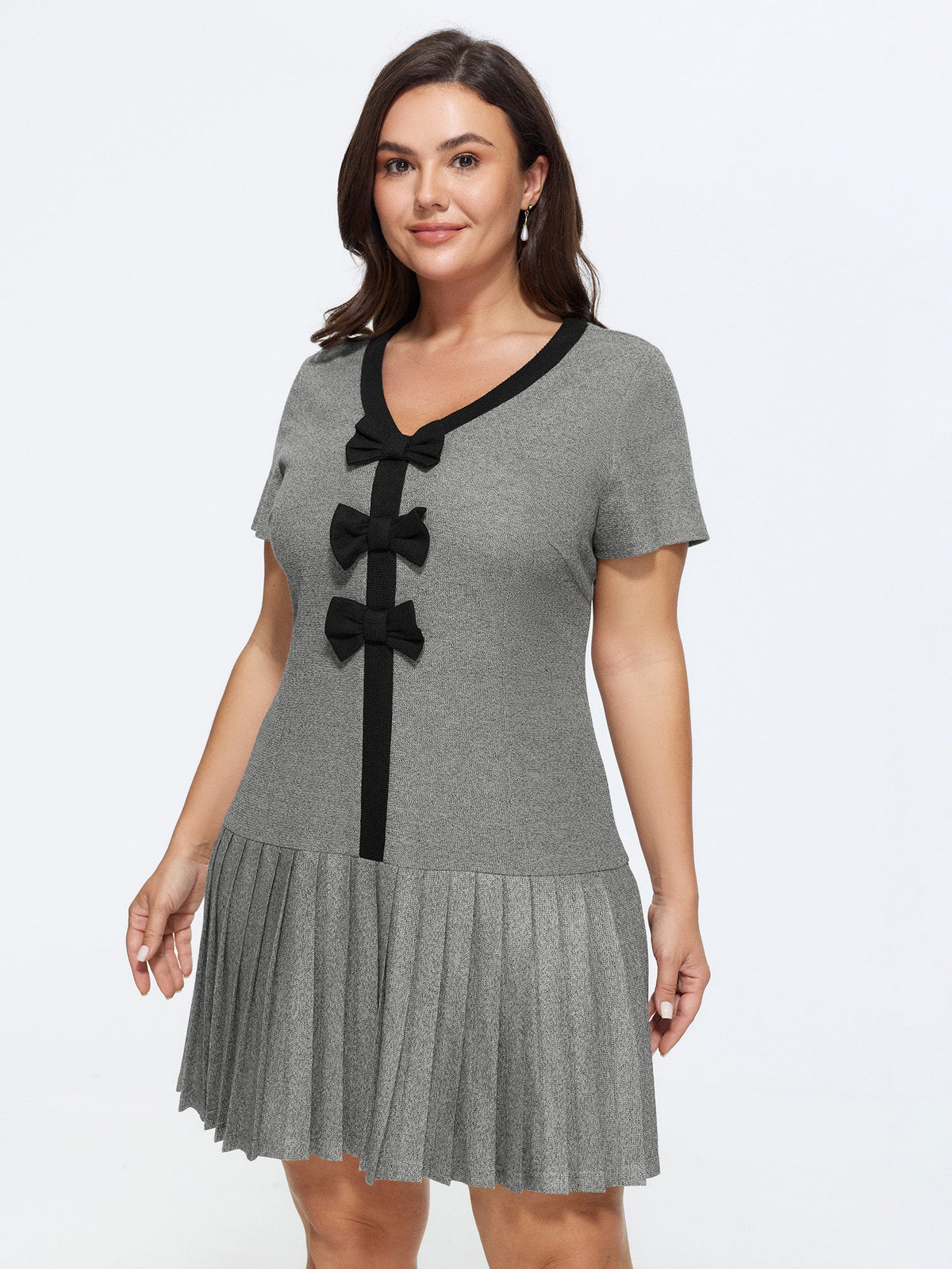 Color Contrast Bow-Front Mini Dress