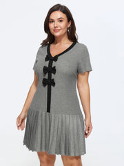 Color Contrast Bow-Front Mini Dress