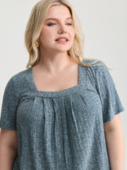 Heather Stretchy Square Neckline T-Shirt