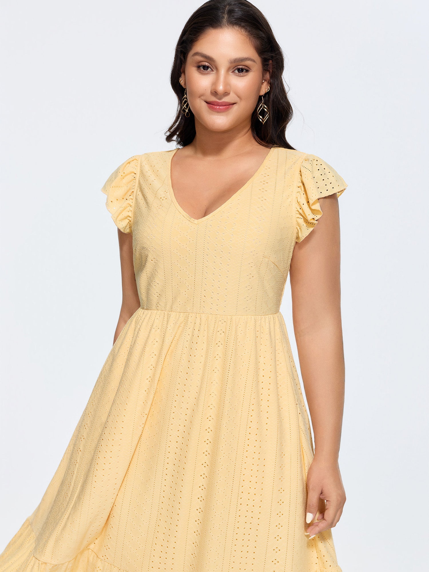 Textured Bow-Back Detail Flowy Midi Dress