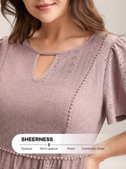 Sheer Textured Lace Panel Flared Top