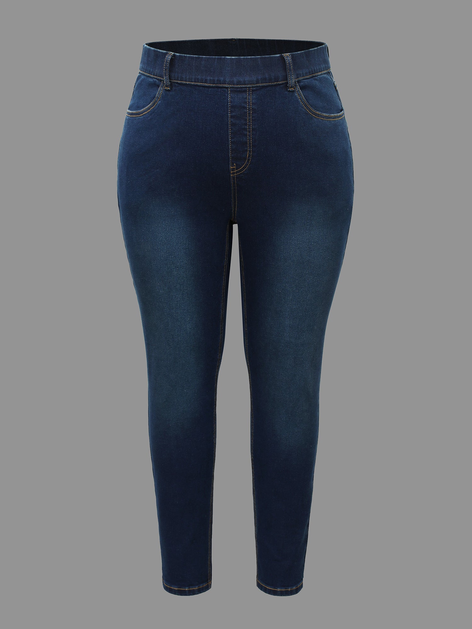 Elastic Waist Mid Rise Skinny Jeans