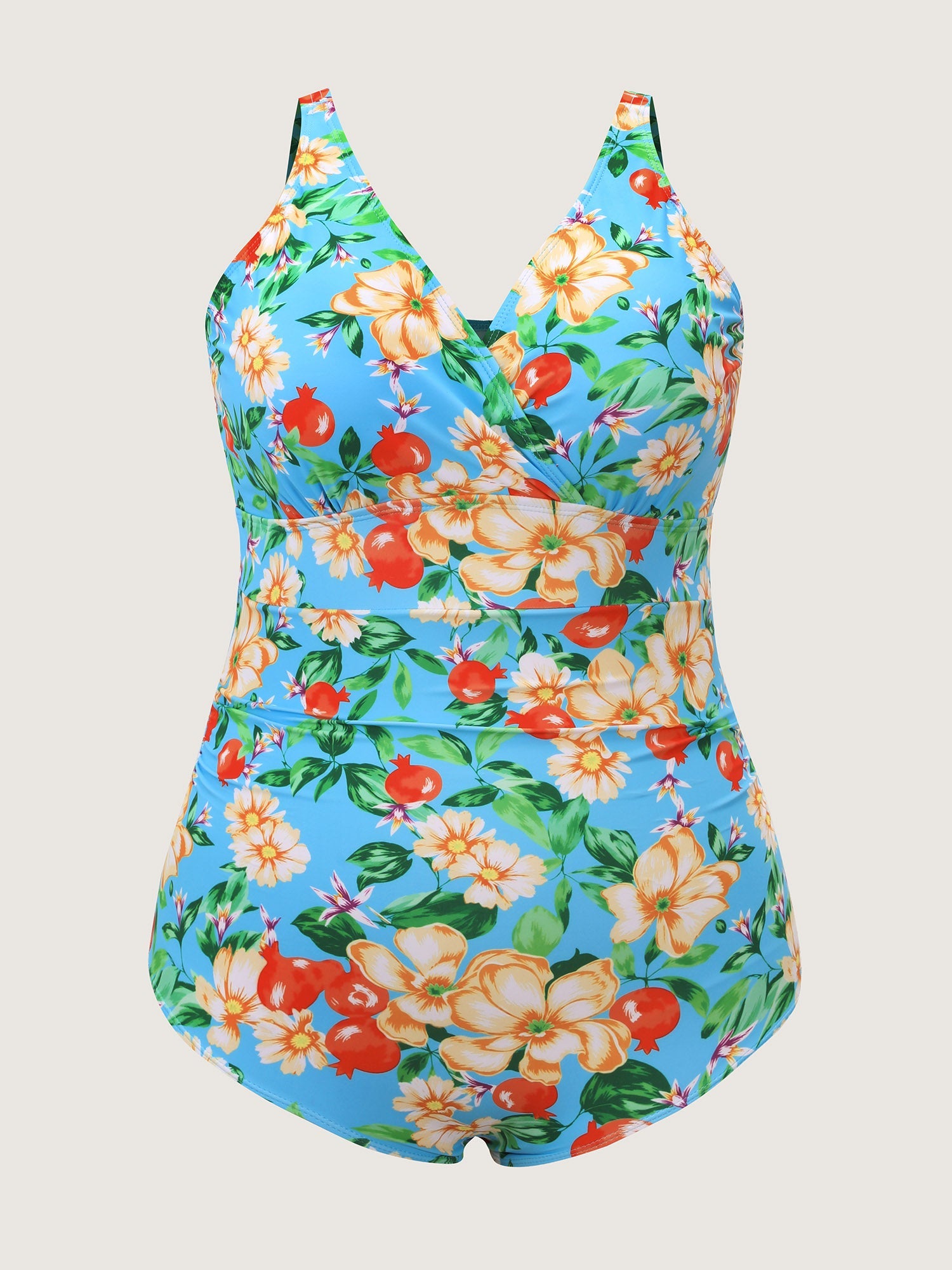 Fresh Fruit Print Embroidered Edge One-Piece Swimsuit