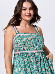 Floral Print Color Contrast Cami Maxi Dress