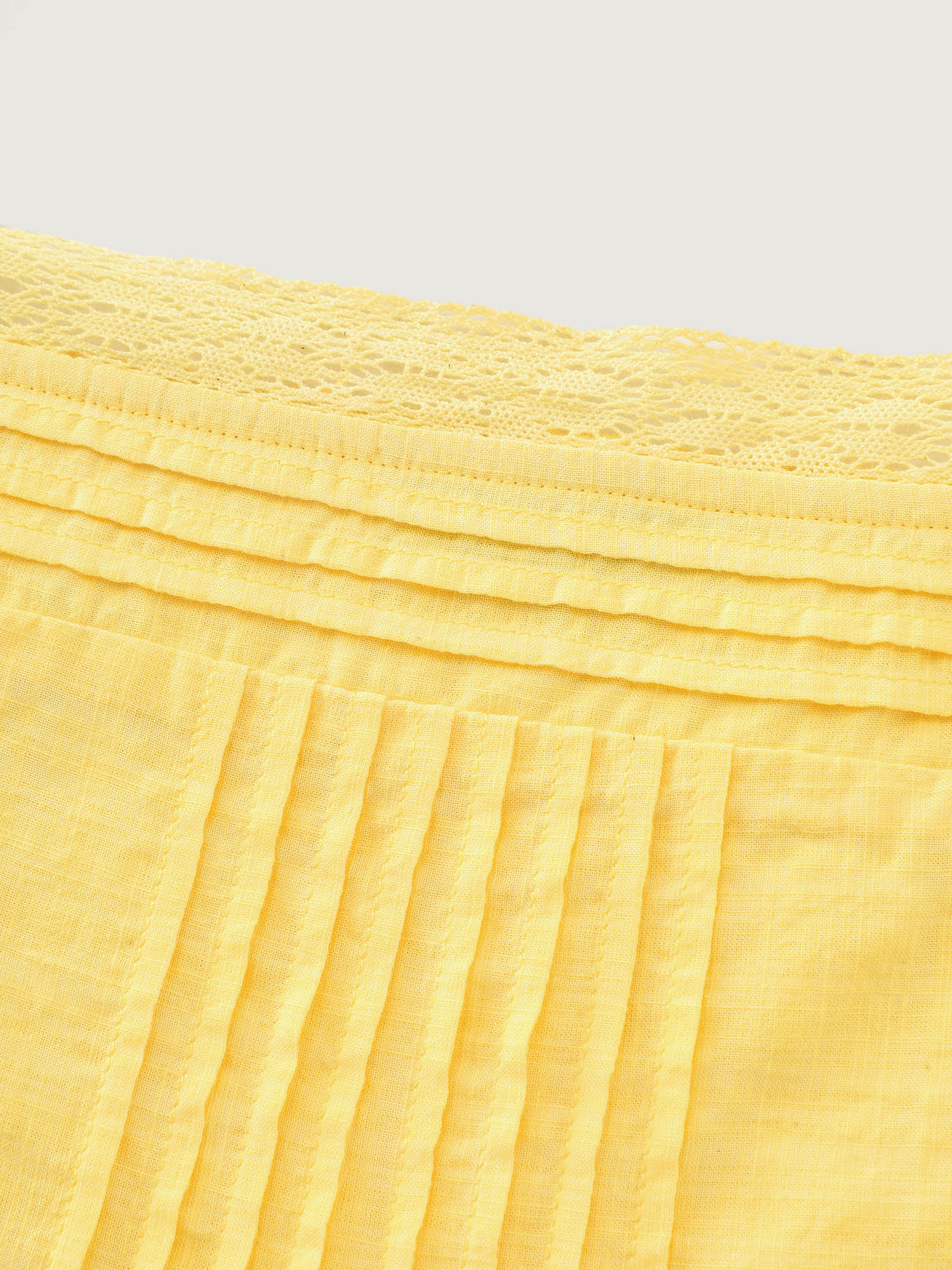 Cotton Pleated Lace Detail Flowy Tank Top