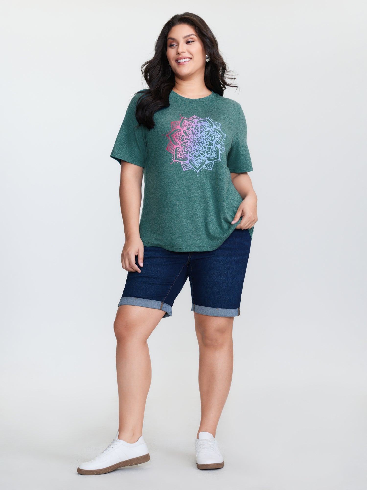 Supersoft Floral Motif Round Neck T-Shirt