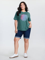 Supersoft Floral Motif Round Neck T-Shirt