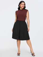 Bermuda Pleated Solid Pocket Shorts