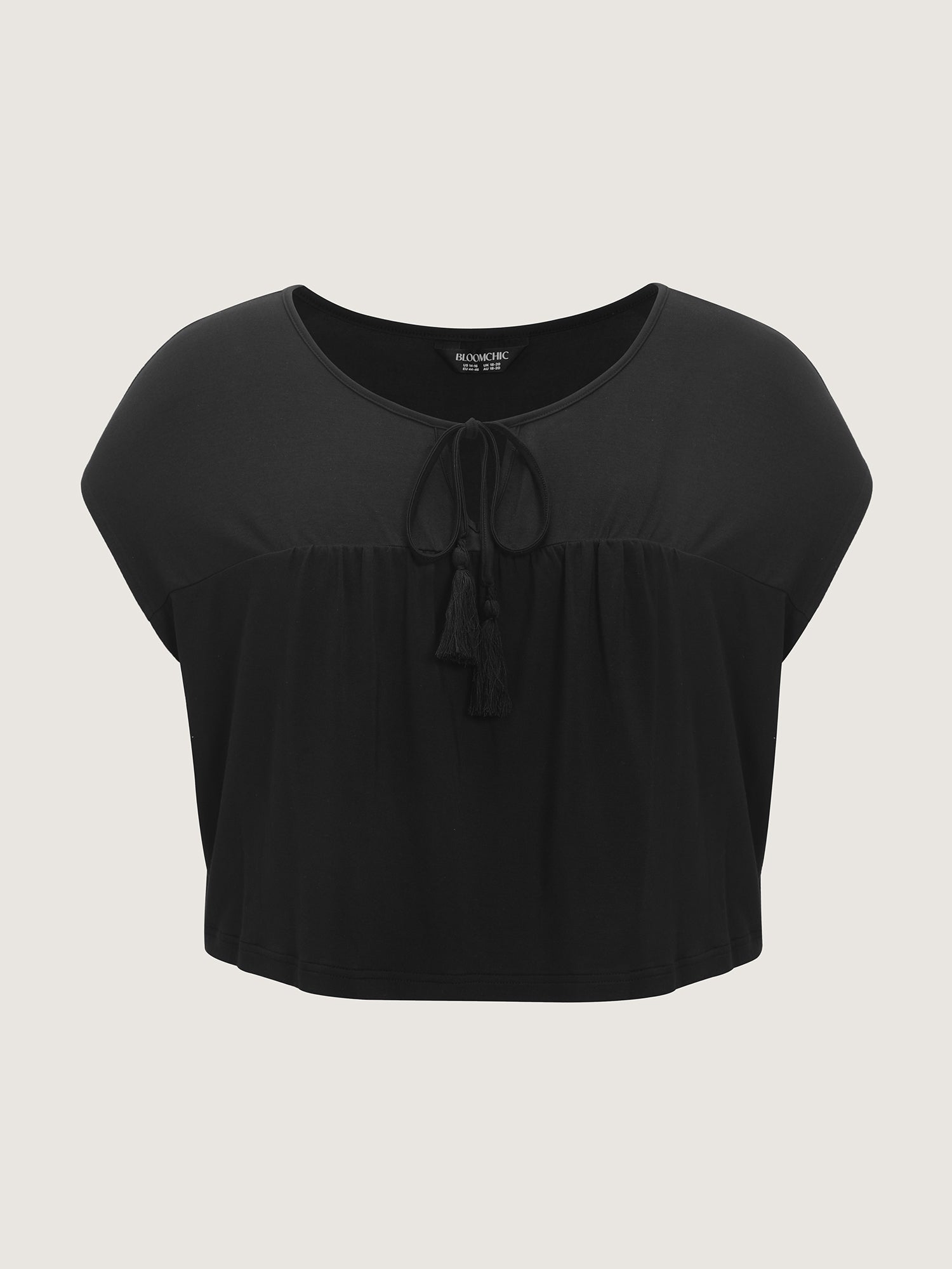 Supersoft Tassel Trim Neckline Knit Top