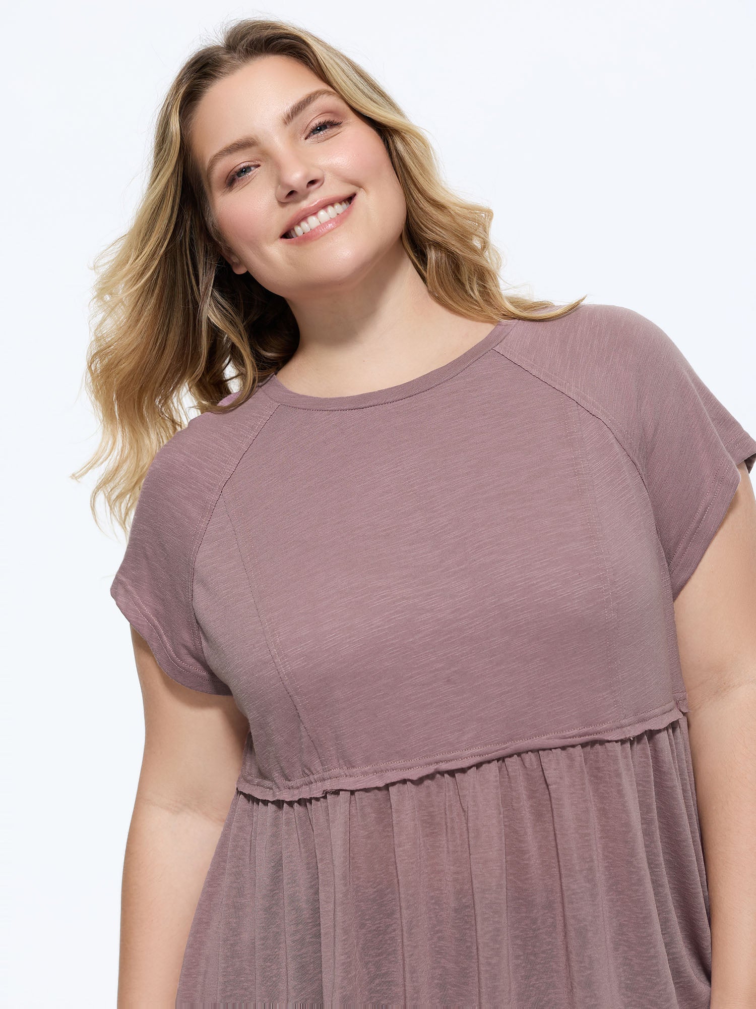 Plain Curvy Hem Babydoll T-Shirt