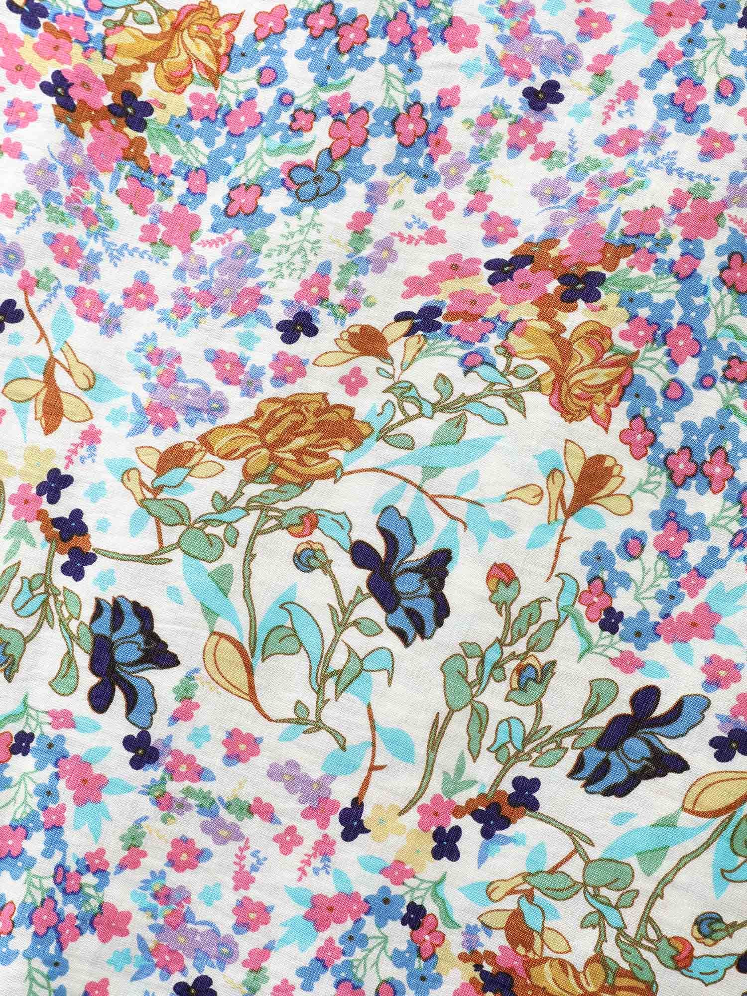 Floral Print Cinched-Waist Pockets Midi Dress