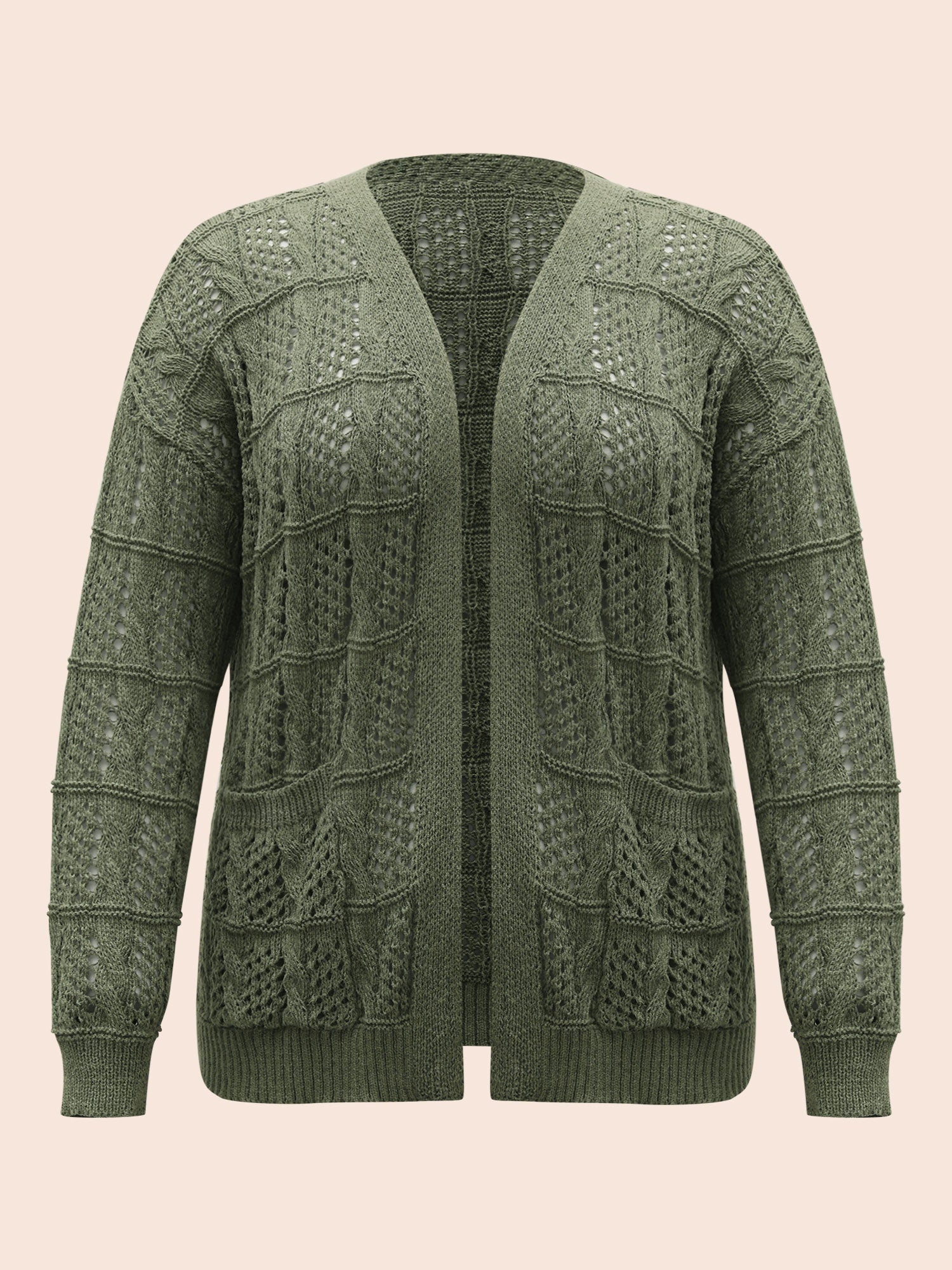 Textured Cable Knit Pocket Cardigan