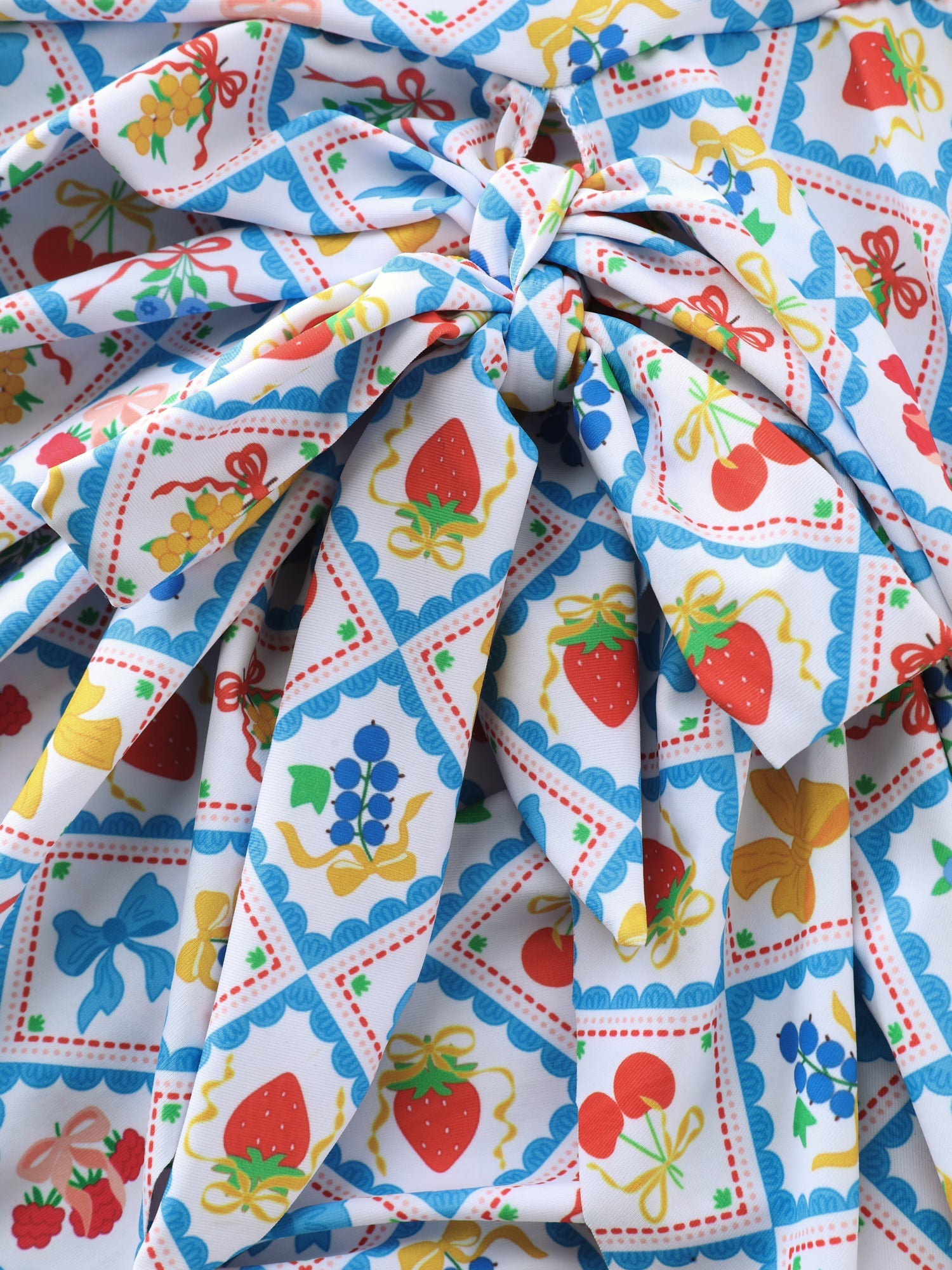 Fun Fruit Print Knotted Hem Swim Dress