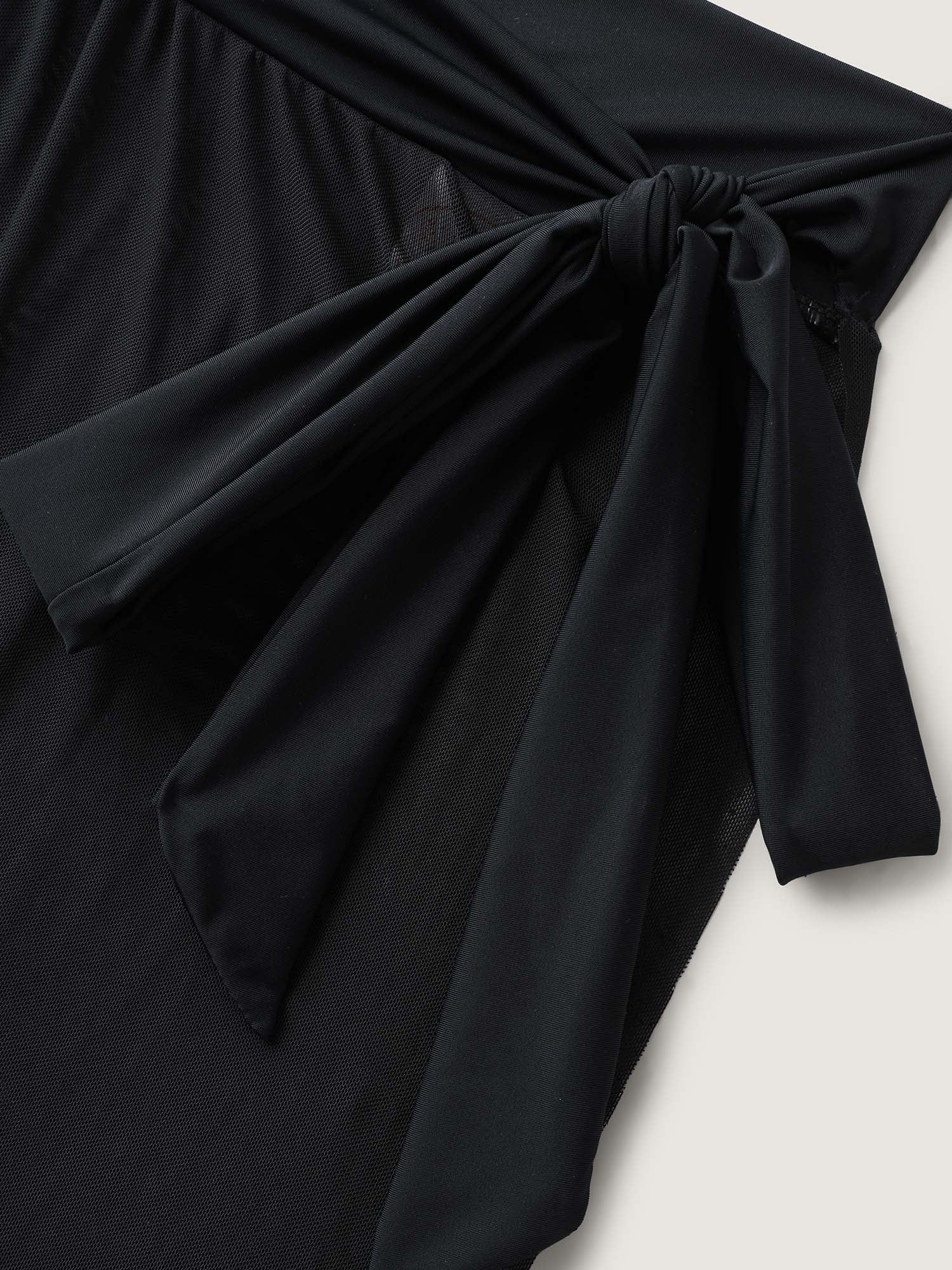 Two-Piece Contrast Sheer Sarong Swimsuit