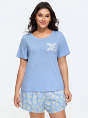 Supersoft Floral Print Color Contrast Pajama Set