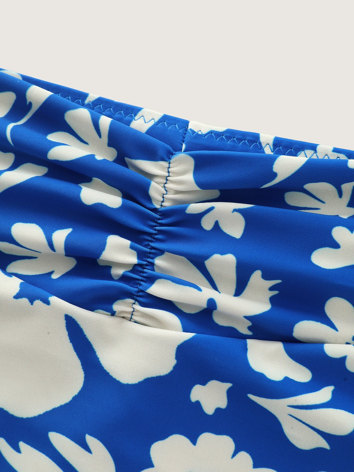 Floral Print High-Waisted Ruched Swim Bottoms