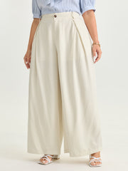 Cotton Linen Blend Wide-Leg Pants