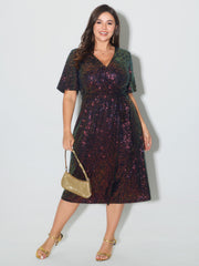 Sparkly Sequin Belt Waist Midi Dress