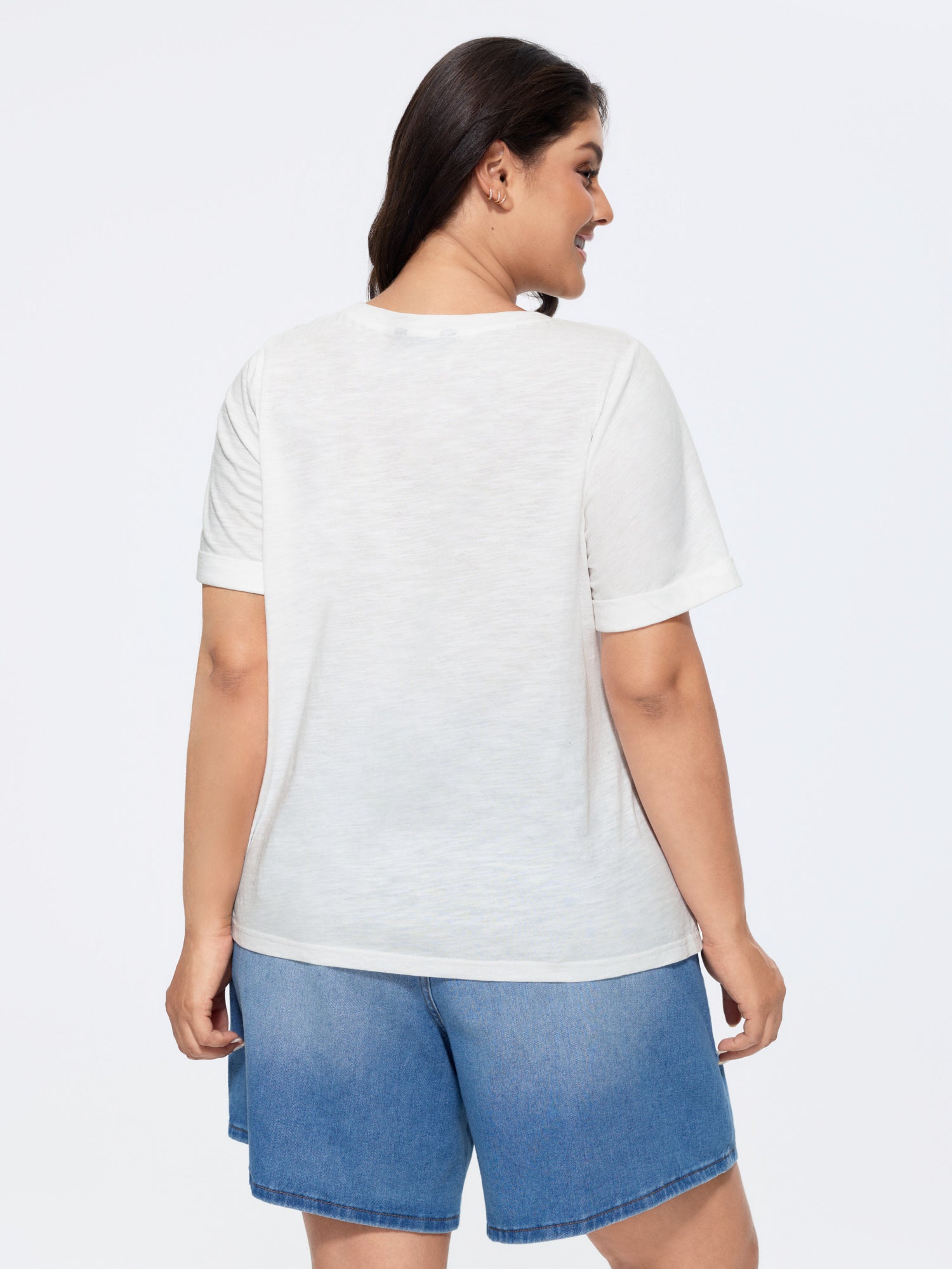 Cotton Stretchy Wavy Colorful Print T-Shirt
