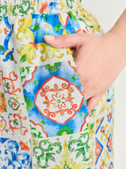 Supersoft Floral Patchwork Print Pockets Pants