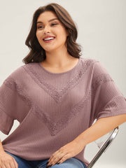Textured Lace Ruffled Sleeve T-Shirt