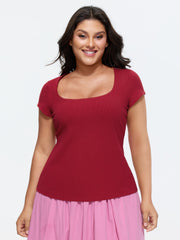 Supersoft Stretchy Scoop Neckline Plain T-Shirt
