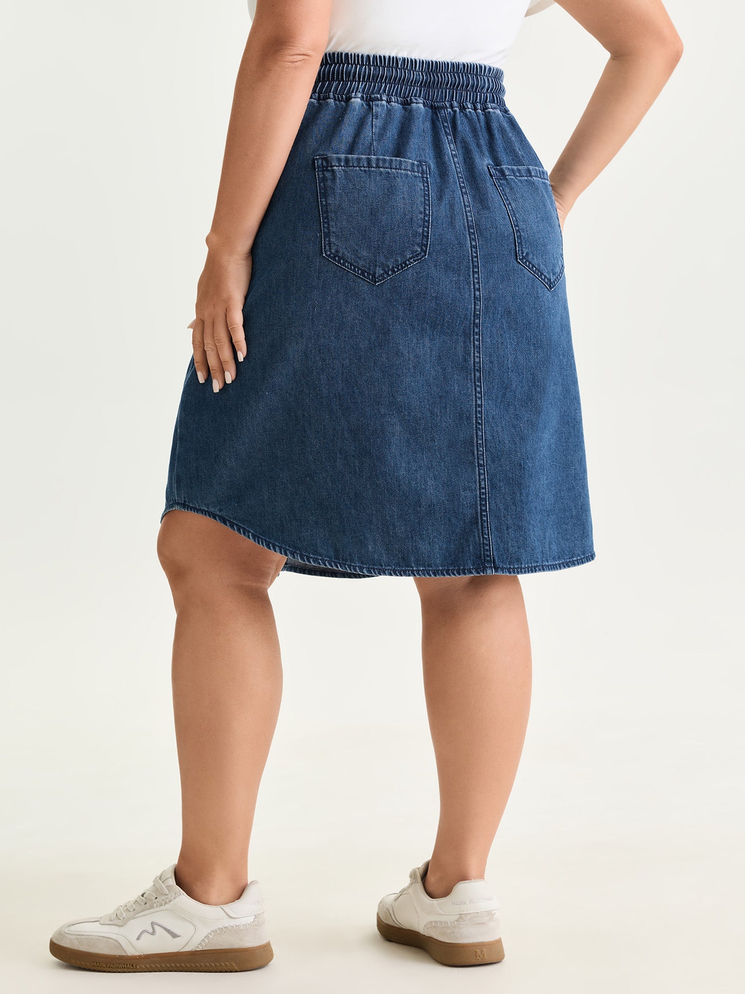 Stretchy Straight-Fit Denim Mini Skirt